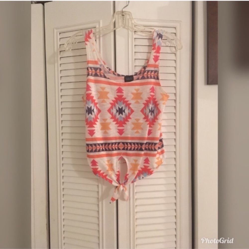 Joyce Leslie Tie-Front Orange and Pink Tank